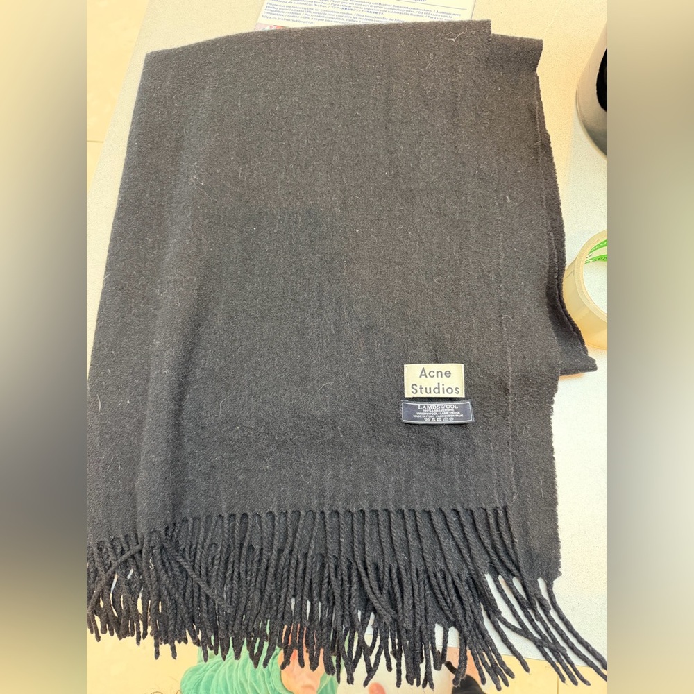 Acne Studios Black Fringe Scarf